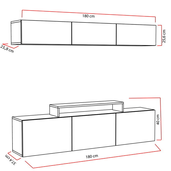Hanah Home Mueble de TV Blanco con Estante de Pared